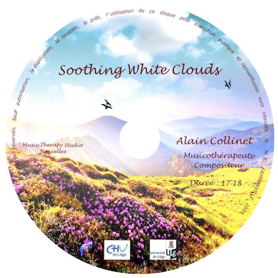 Soothing White Clouds est une composition-slash originale d'Alain Collinet issue de l'hypnose Fauteuil de nuages blancs de la Professeure Marie-Elisabeth Faymonville
