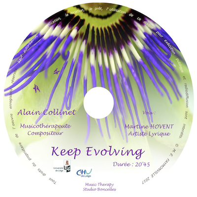 Keep Evolving est une composition-slash originale d'Alain Collinet issue de l'hypnose Histoires et métaphores de la Professeure Marie-Elisabeth Faymonville
